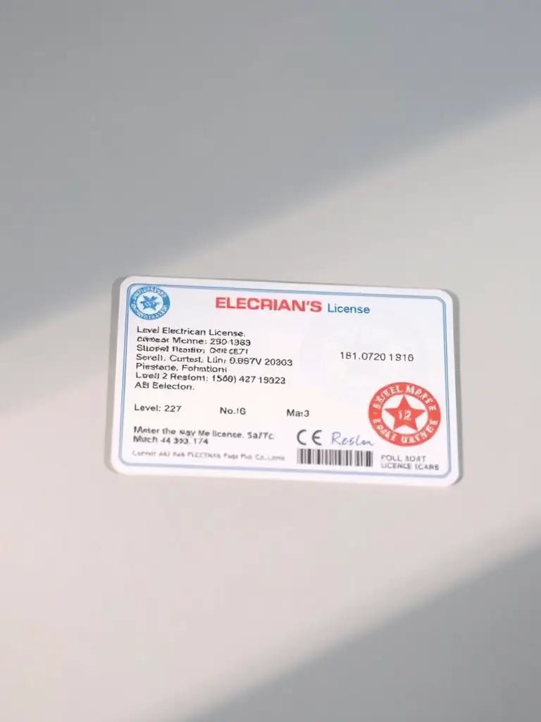 A close-up shot of a Level 2 electrician's license, highlighting the importance of proper certification and training in the electrical field.